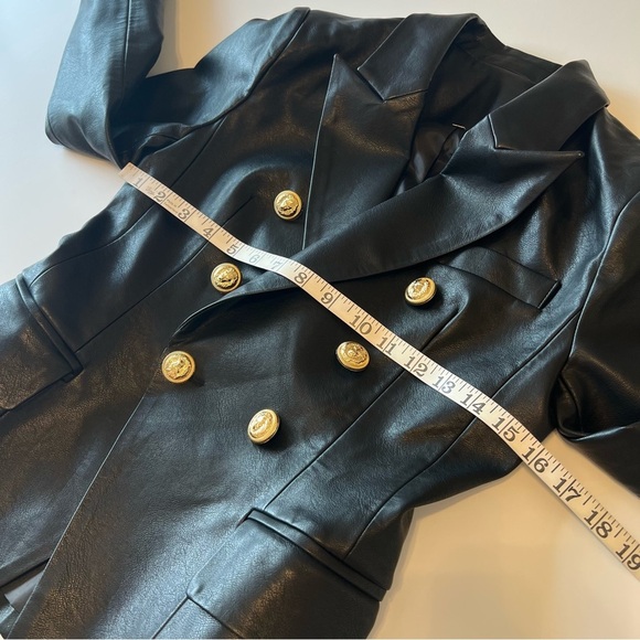 Faux Leather double breasted fitted blazer jacket, size XS/S, NWOT - Picture 7 of 16